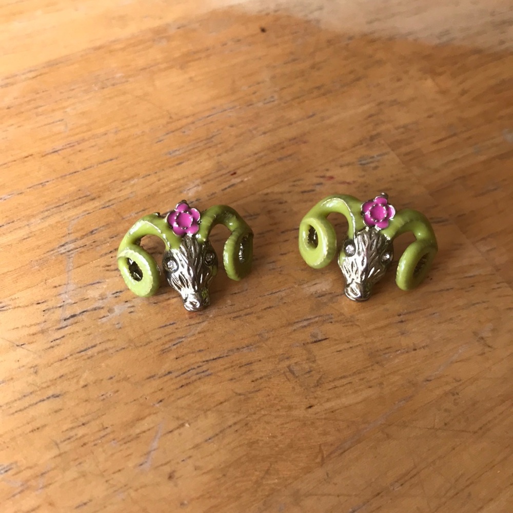 Betsy Johnson Ram head earrings